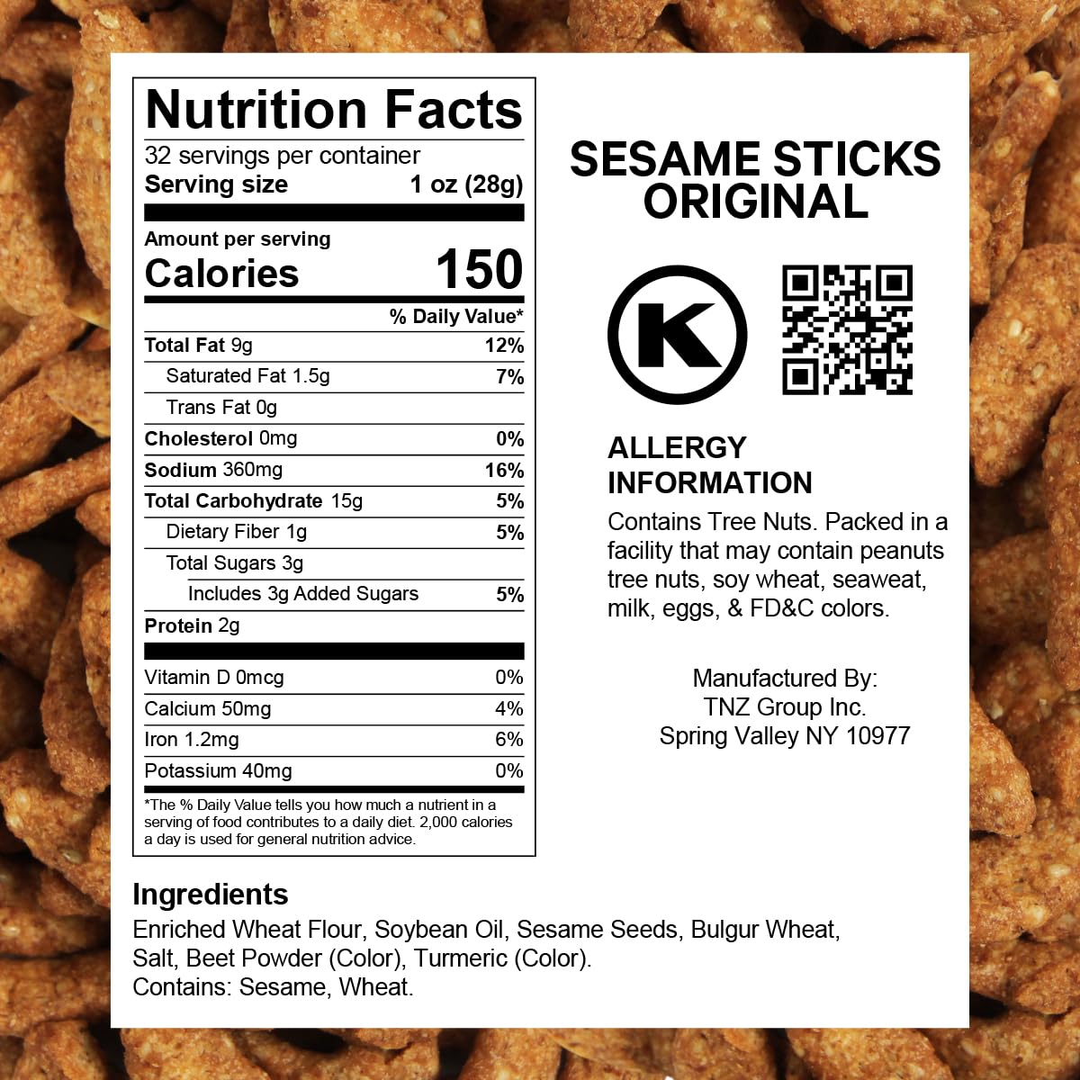 Sesame Sticks Snacks Original 2 Lbs. Delicious and Fresh Gourmet Seed Snacks with the Perfect Mix of Roasted and Salty Flavor for Midday Snacking