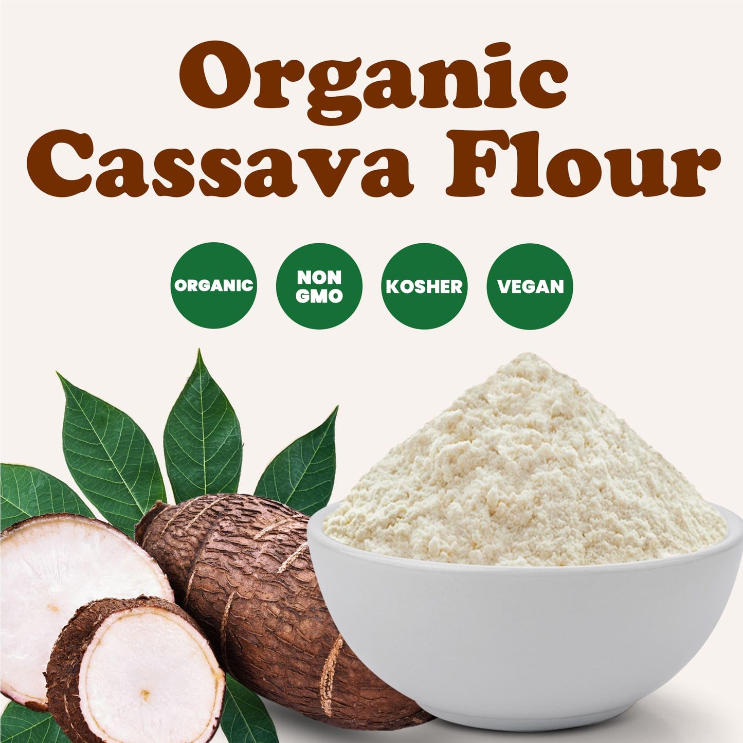 Food to Live Organic Cassava Flour, 8 Ounces - Non-GMO, Raw Yuca Root Powder, 100% Pure, Kosher, Vegan Superfood, Paleo, Bulk, Wheat Flour Substitute