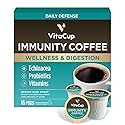 VitaCup Immunity Coffee Pods, Wellness Boost with Antioxidants, Echinacea, Probiotics, Vitamin C & D3, Medium Dark Roast, Single Serve Pod Compatible