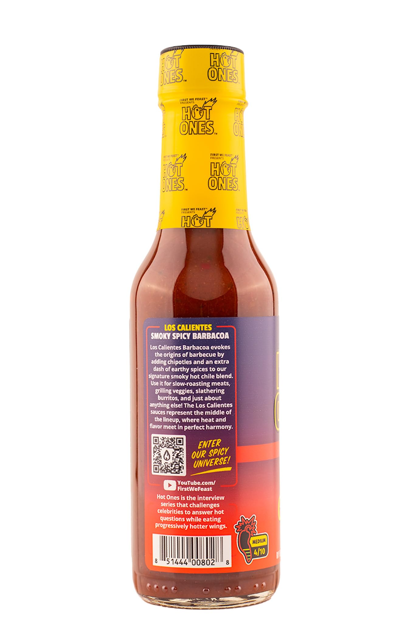 Hot Ones Los Calientes Barbacoa Hot Sauce Made With Natural Ingredients & Powerful Flavors From Smoked Red Jalapeno, Chipotle & Habanero Peppers, 5 fl