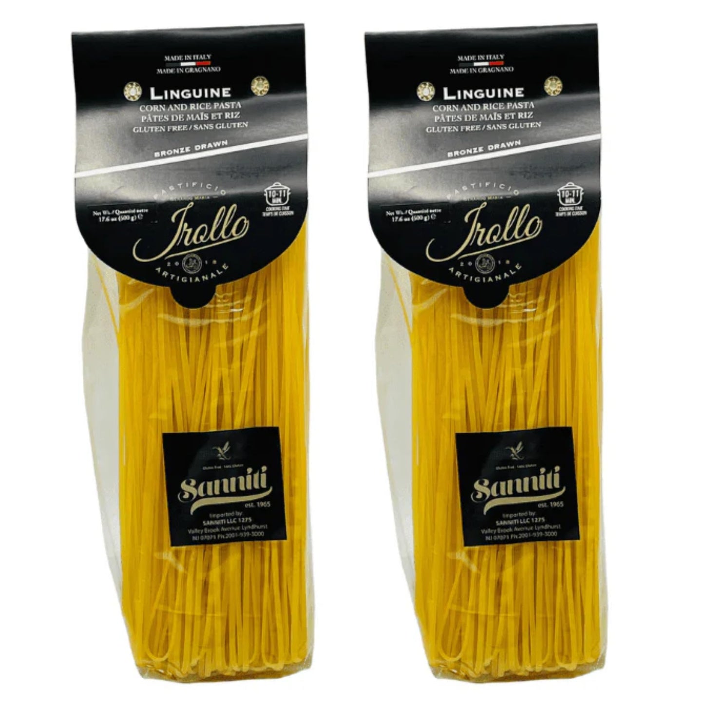Sanniti by Irollo Gluten Free Linguine Pasta, 17.6 oz - Authentic Italian Gluten-Free Linguine, Product of Italy [Pack of 2]