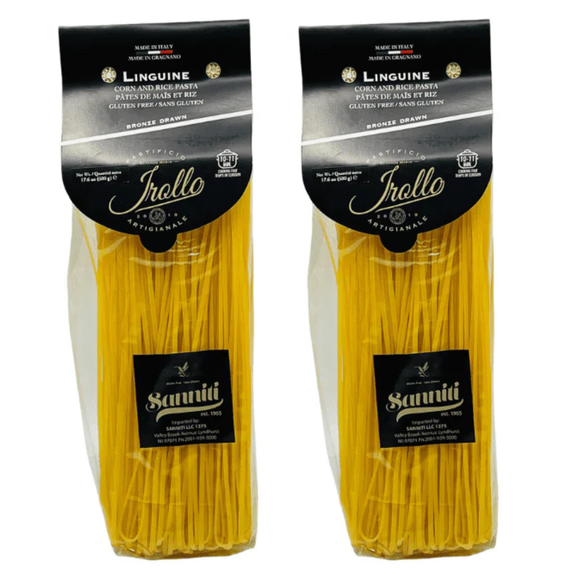 Sanniti by Irollo Gluten Free Linguine Pasta, 17.6 oz - Authentic Italian Gluten-Free Linguine, Product of Italy [Pack of 2]