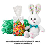 Let's Make Memories Personalized Easter Basket - Wicker - Embroidered Liner - Happy Bunny - Blue