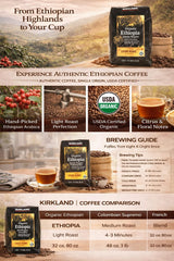 Kirkland Signature Organic Ethiopia Whole Bean Coffee, Light Roast (32 Ounce)