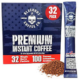 Blackout Coffee Colombian Arabica Instant Coffee - Medium Roast, Strong Aromatic, Single Serve Packets - Premium Quality 32 Count.