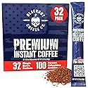 Blackout Coffee Colombian Arabica Instant Coffee - Medium Roast, Strong Aromatic, Single Serve Packets - Premium Quality 32 Count.