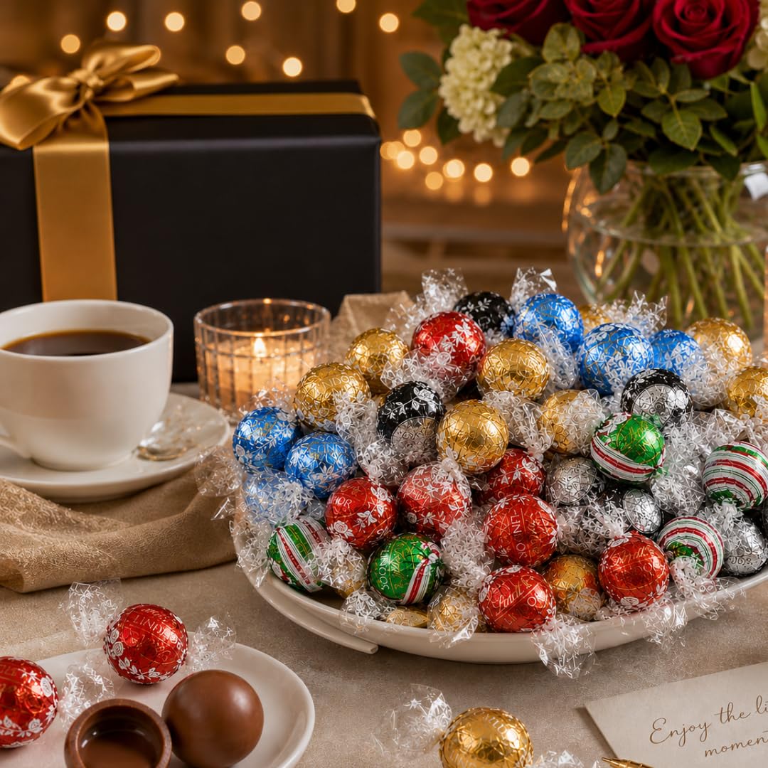 100 Count Assorted Chocolate Truffles, 5-8 Flavors (Flavors May Vary) - Milk & Dark Chocolate Candy, Gourmet Fine Chocolate Box, Basket Filler, Gift