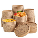 LITOPAK 50 Pack 8 oz Paper Containers with Vented Lids, Kraft Paper Food Cups, Soup Containers Cups with Lids, Disposable Bowls for Hot Soup