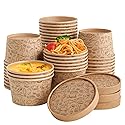 LITOPAK 50 Pack 8 oz Paper Containers with Vented Lids, Kraft Paper Food Cups, Soup Containers Cups with Lids, Disposable Bowls for Hot Soup