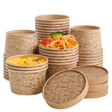 LITOPAK 50 Pack 8 oz Paper Containers with Vented Lids, Kraft Paper Food Cups, Soup Containers Cups with Lids, Disposable Bowls for Hot Soup