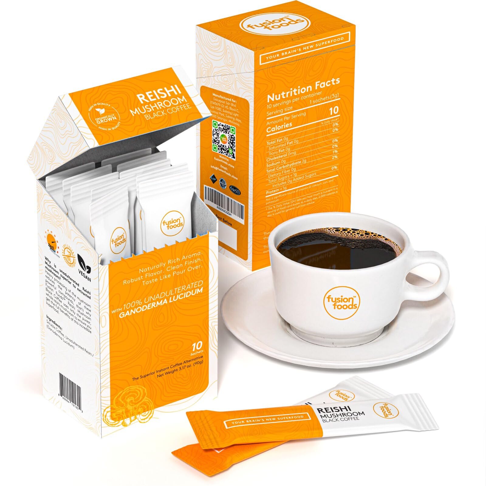 fusion foods Reishi Mushroom Black Coffee by fushion foods|Stay Focus Longer, Zero Jitters & Immune Support with All Natural Unadulterated Reishi