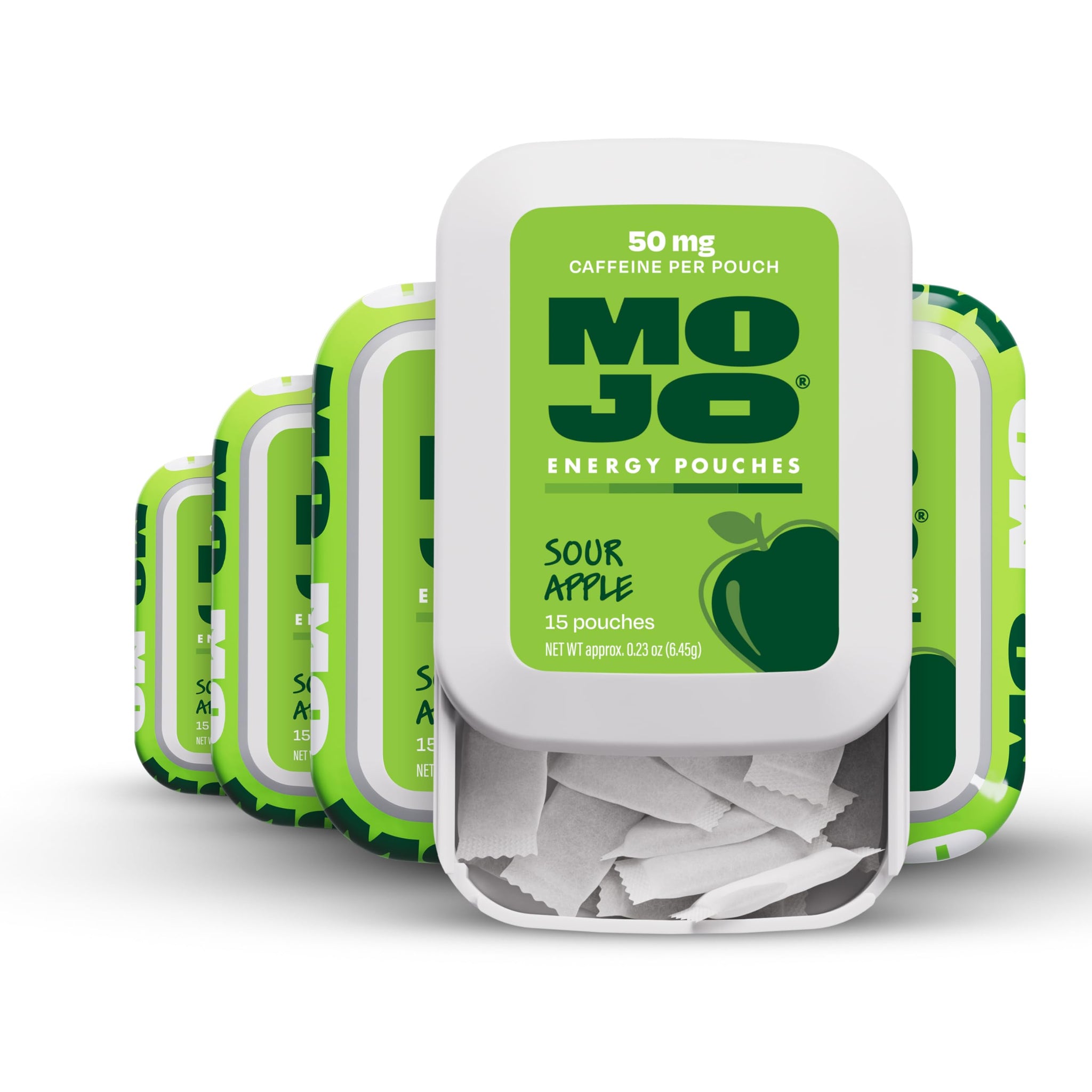 MOJO Energy Pouches, 50 mg per Caffeine Pouch, 15 Pouches, 5-Pack (5-Pack, Sour Apple)
