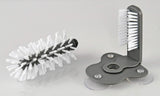 HOME-X Glass Cleaning Brush, Sink Attachment, Bartender Glass Cleaning Brush Set, Easy Glassware Cleaning - Grey & White - 7 ¼” L x 4 ½” W x 4 ¾” H