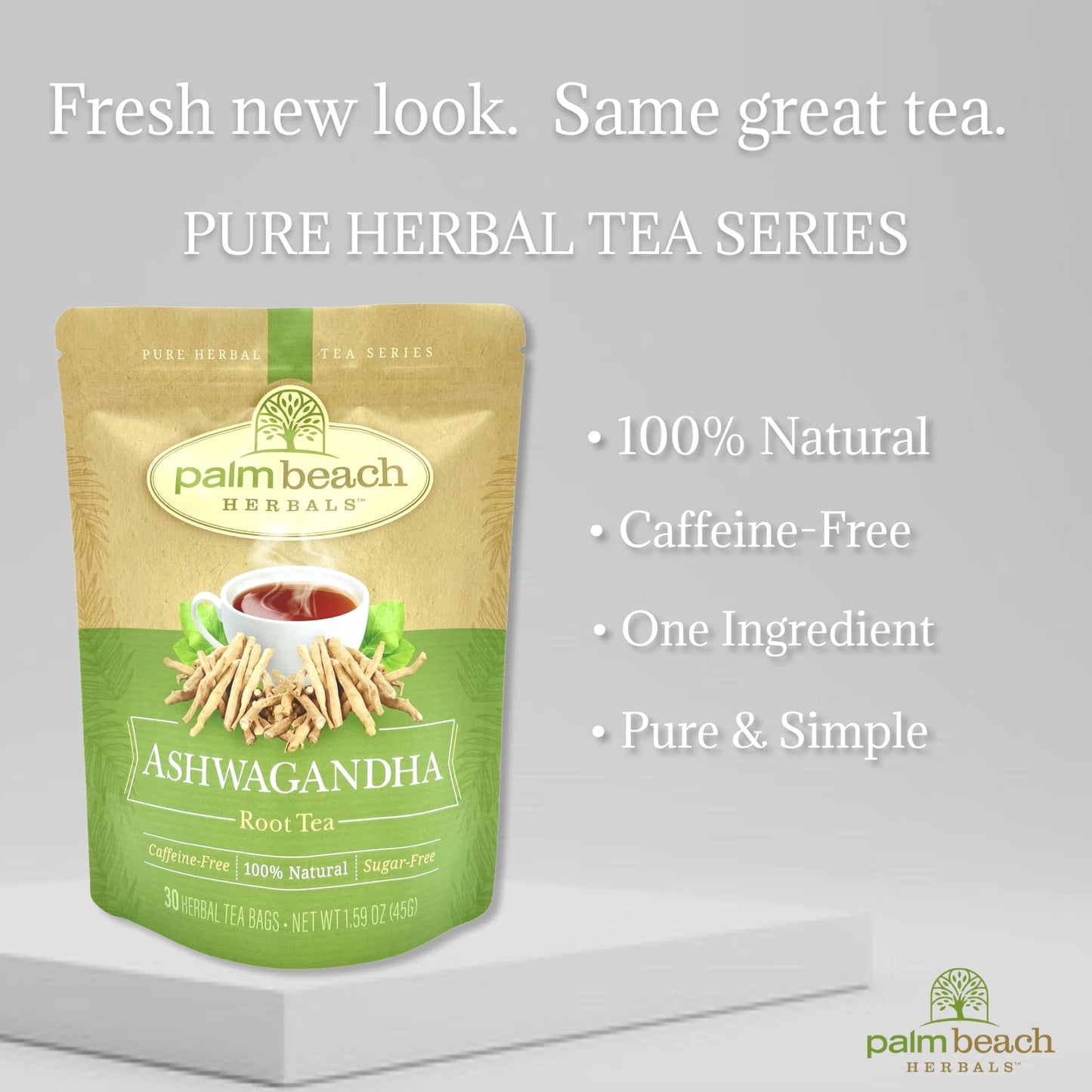 Palm Beach Medicinal Herbs - Ashwagandha Root Tea - Pure Herbal Tea Series, 30ct