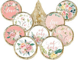 Baby in Bloom Party Favor Stickers, Pink Floral Baby Shower Chocolate Kisses Candy Labels - 180 Count