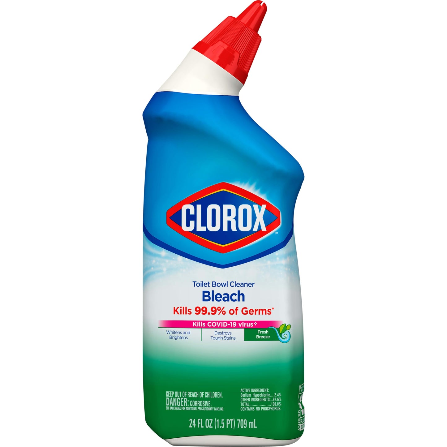 Clorox Toilet Bowl Cleaner Bleach, Fresh Breeze Scent 24 Ounces (Package May Vary)