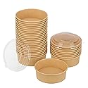 GHEIR 100 Pack 20 oz Disposable Bowls with Lids, Kraft Paper Salad Bowls with Lids, Paper Soup Bowls Food Container for Cold/Hot Food or Takeout