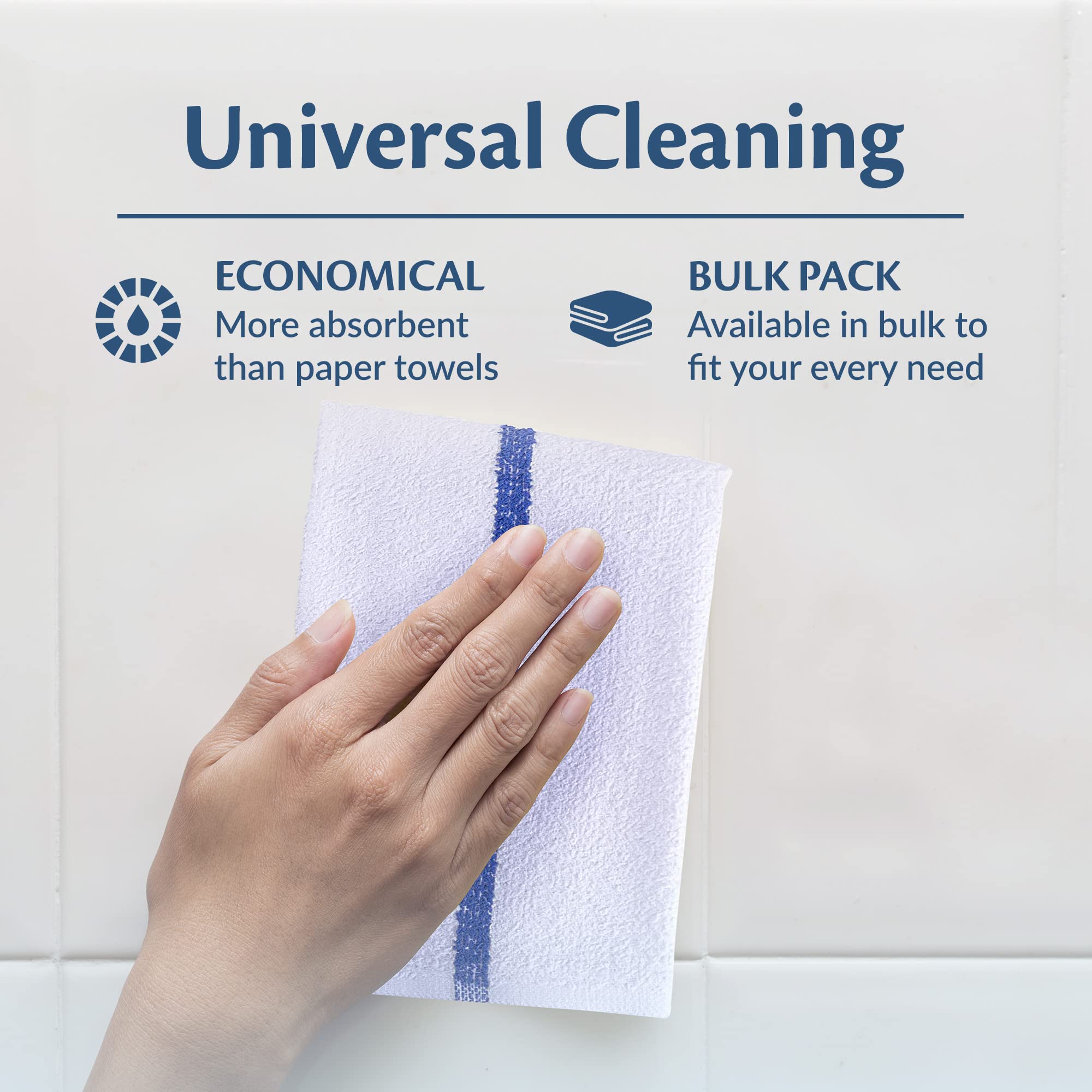 Groko Textiles Universal Cleaning Towels, Bulk 24 Pack, 16” X 19” 100% Cotton Fully Bordered Commercial Grade Terry Weave Cloth Bar Mops for Everyday
