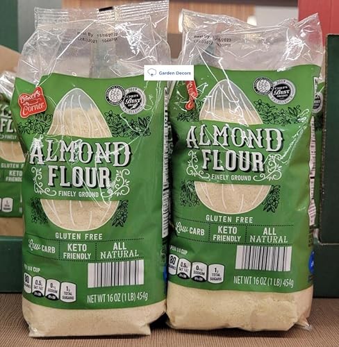 Baker's Corner Almond Flour Finely Ground Gluten Keto Friendly All Natural 16oz 454g (Two Bags)
