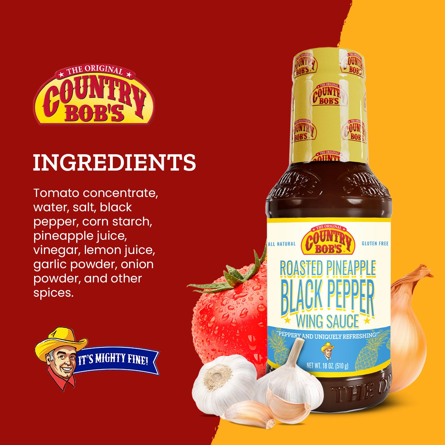 Country Bob's - Roasted Pineapple & Black Pepper Wing Sauce - 18 oz