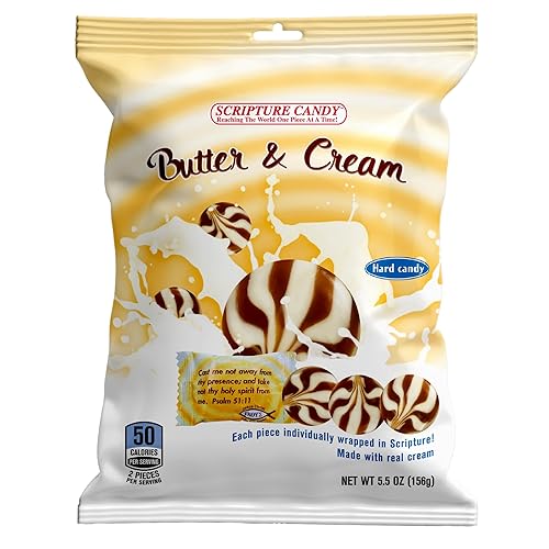 Scripture Candy, Butter & Cream Hard Candy 5.5 Ounce Bag, 25 Pieces