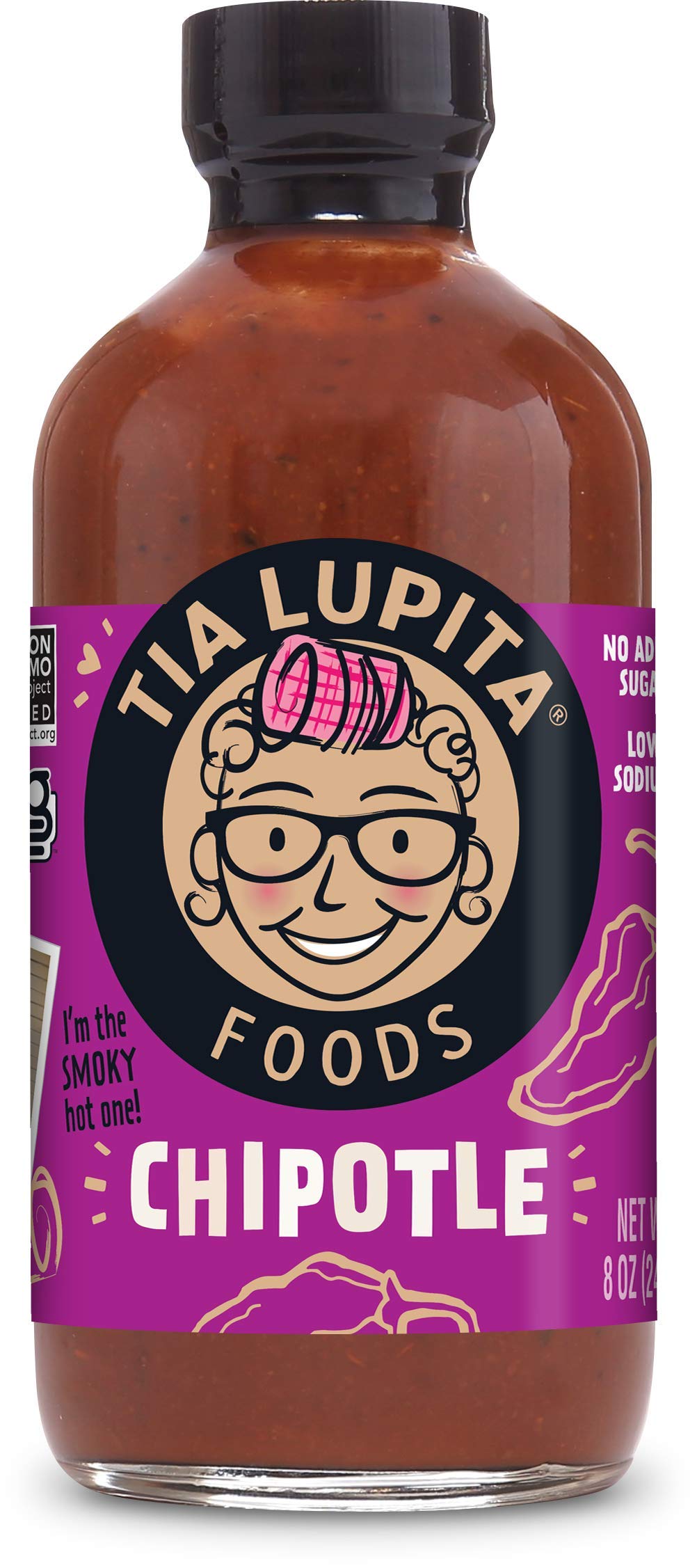 Tia Lupita Chipotle Hot Sauce | 8 oz x 1 Bottle | Flavorful Heat, Medium Spice, Smoky, Full Body | Gluten Free, Non GMO, Sugar Free, Low Sodium, Keto