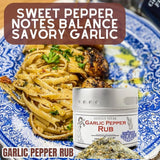 Garlic Pepper Rub | Gourmet Seasoning | Artisanal Spice Blend | Non GMO, All Natural | Handmade in Small Batches in USA | GLP-1 Friendly | Magnetic