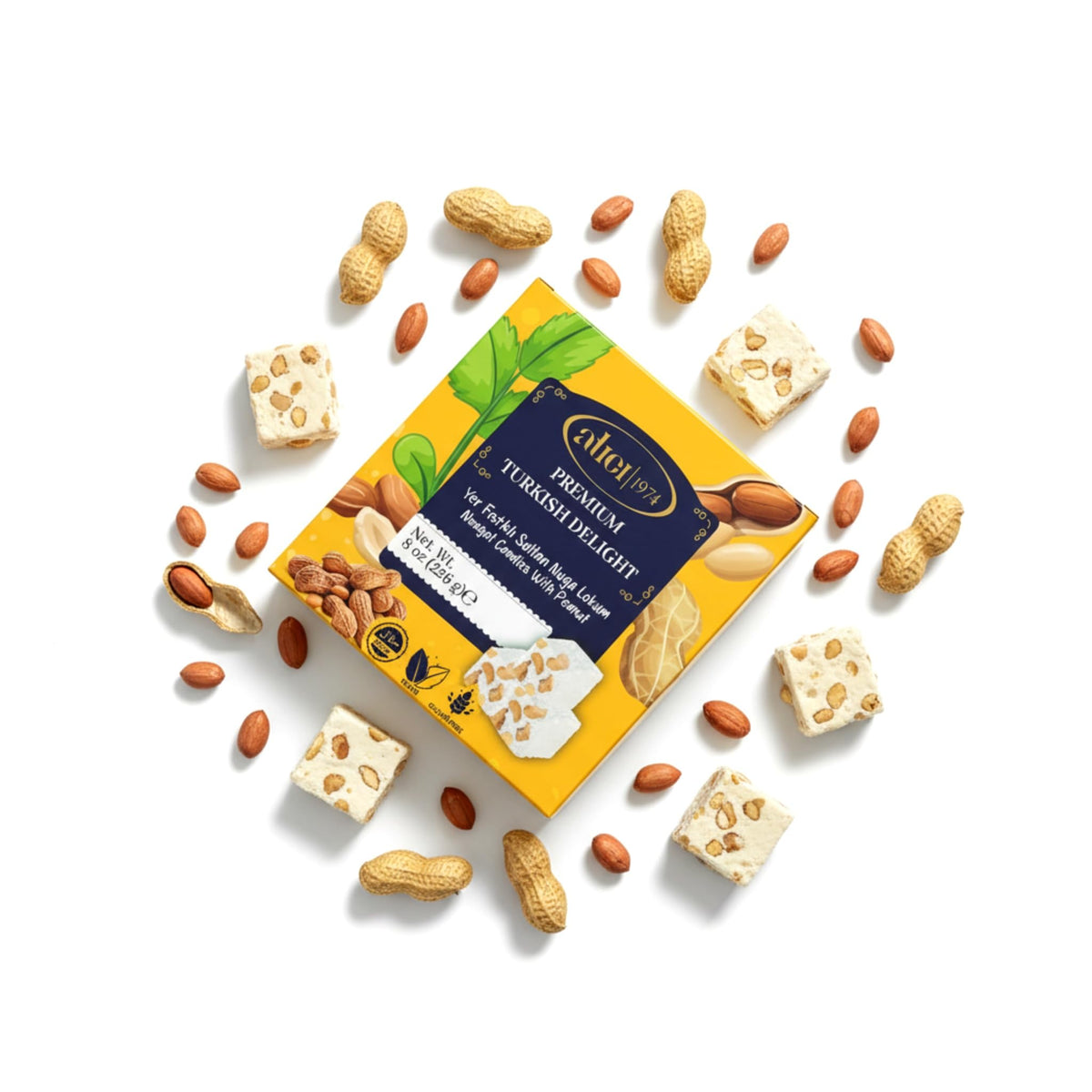 Atici Lokum Authentic Turkish Delight 8oz - Gourmet Vegan Sweets, Gluten-Free, Halal Soft Chewy Candy Gift Box | Traditional Premium Lokum Loukoumi