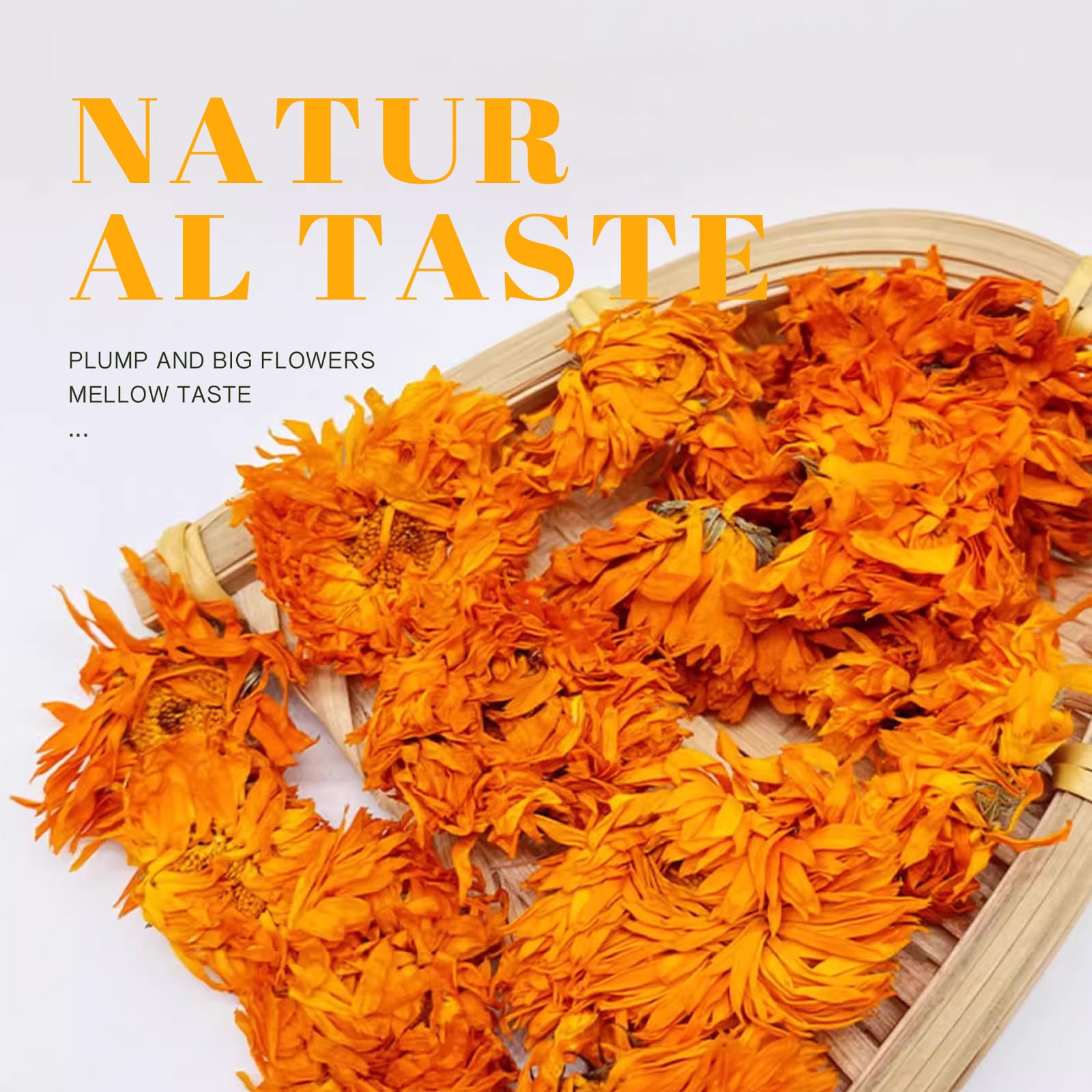 Calendula Tea - Dried Marigold Flowers Loose Leaf, Non-GMO, Caffeine-Free, Whole Edible Blossoms for Baking, DIY Crafts, or Gift - 5.29oz (150g)