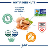 Fisher Chef's Naturals Walnut Halves & Pieces 16 oz, 100% California Unsalted Walnuts for Baking & Cooking, Healthy Snacks for Adults, Resealable Bag