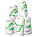 EcoQuality 16 oz Compostable Paper Cups - Biodegradable Disposable White Paper Coffee Cups PLA Lined - Eco-friendly Hot and Cold Drinking Cups