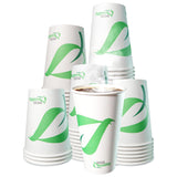 EcoQuality 16 oz Compostable Paper Cups - Biodegradable Disposable White Paper Coffee Cups PLA Lined - Eco-friendly Hot and Cold Drinking Cups