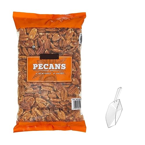 Premium Pecans Halves and Pieces - Fresh Pecan Halves, Pecan Pieces & Chopped Pecans for Baking, Cooking & Snacking 2 Lbs. With Mini Braidz Scoop