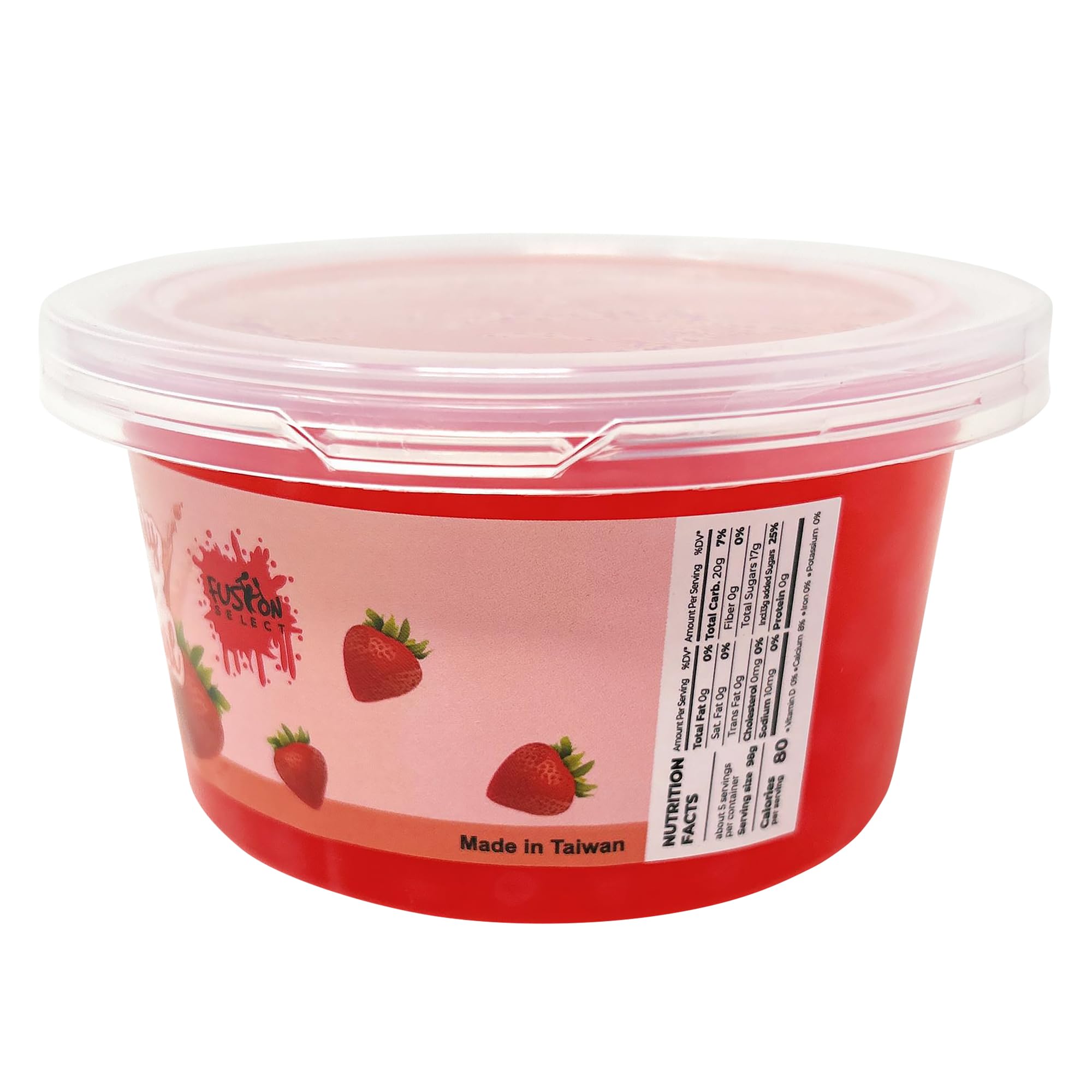 Fusion Select Boba Bursting Bobaz Popping Bobaz Pearls Fruit Tea Snack Toppings (490 Grams, Strawberry)