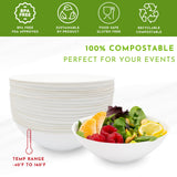 50ct Sugarcane 7oz Small Modern White Bowl Eco Friendly Perfect Small Disposable Plates & Soup Bowls for Caterers, Wedding Planners, Parties CMJJ