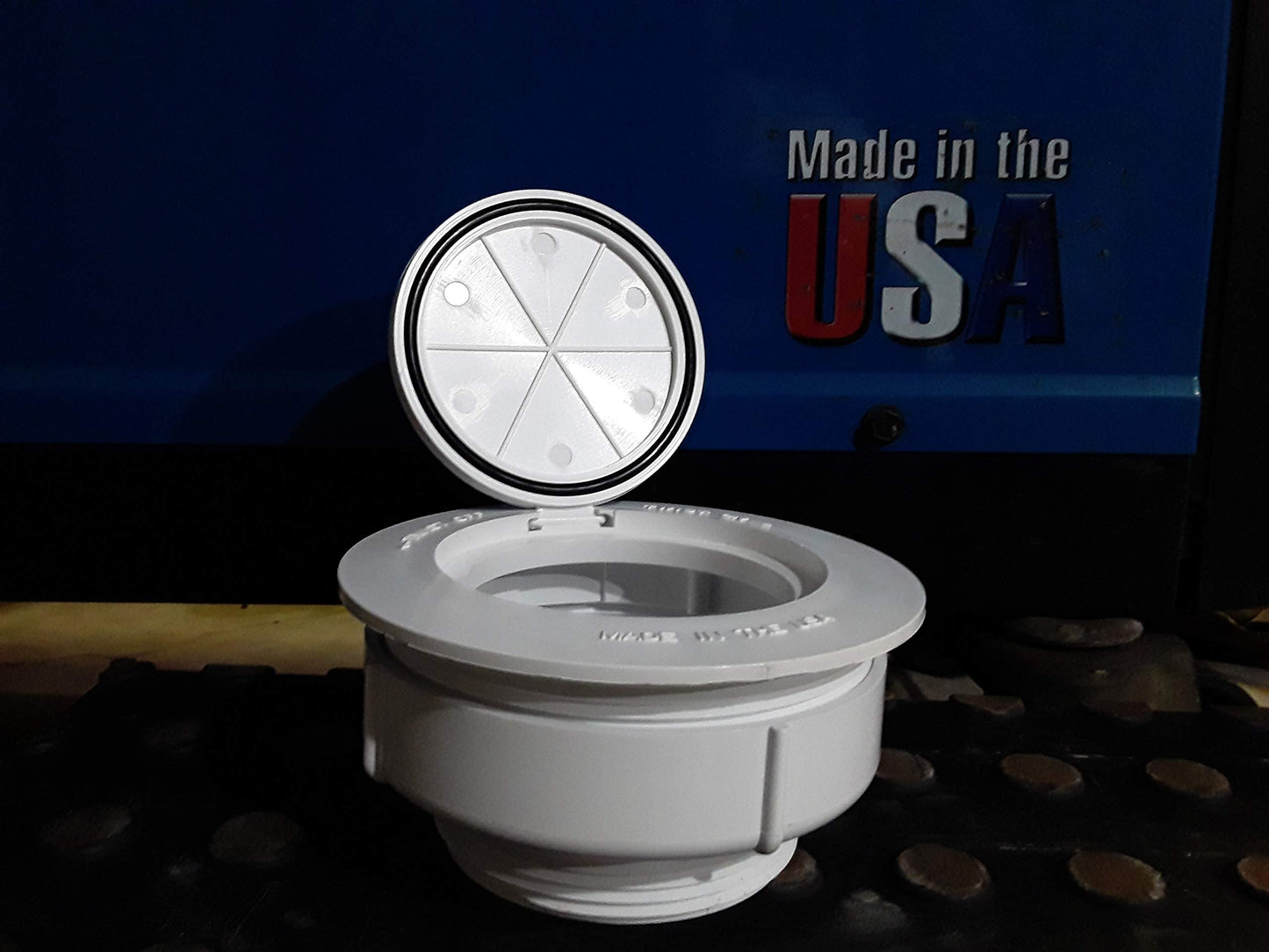 The Original 3" x 4" Home-Saver Combination Flip Top Sewer Relief Cap - Fits either a 3" or 4" Sewer Cleanout Pipe - Made in the USA