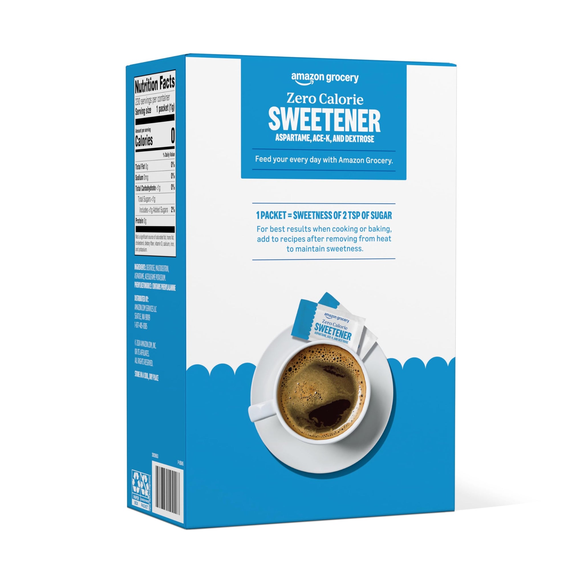 Amazon Grocery, Zero Calorie Aspartame Sweetener Packets, 230 Ct