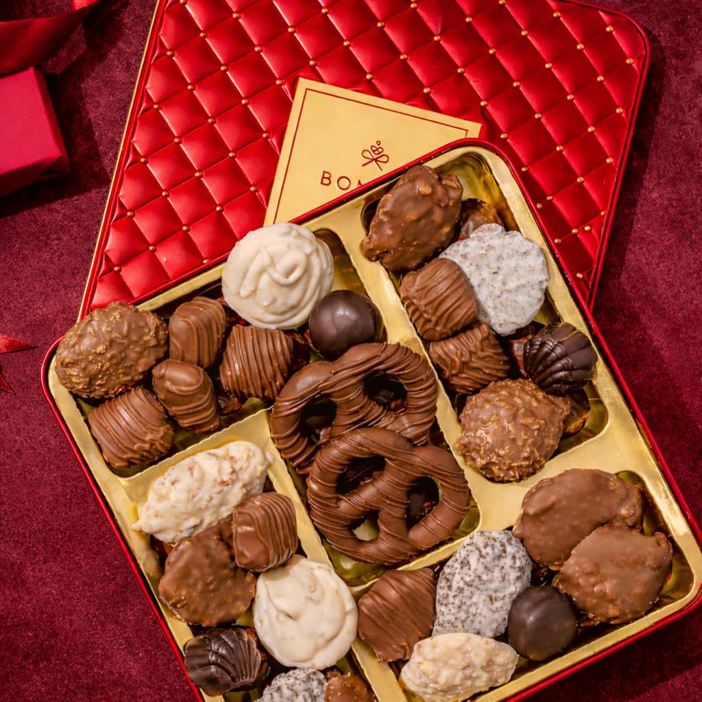 Mothers Day Chocolate Gift Basket - Gourmet Holiday Snack Gift Box Idea in Keepsake Tin - Mother, Mom, Women, Corporate, Food Set- Bonnie and Pop