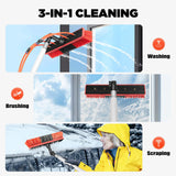 24ft Extendable Water Fed Pole Cleaning Kit, 3-in-1 Wash/Brush/Scrape, Adjustable Brush Head, Lightweight Aluminum Alloy Poles, Cleaning Brush Washing