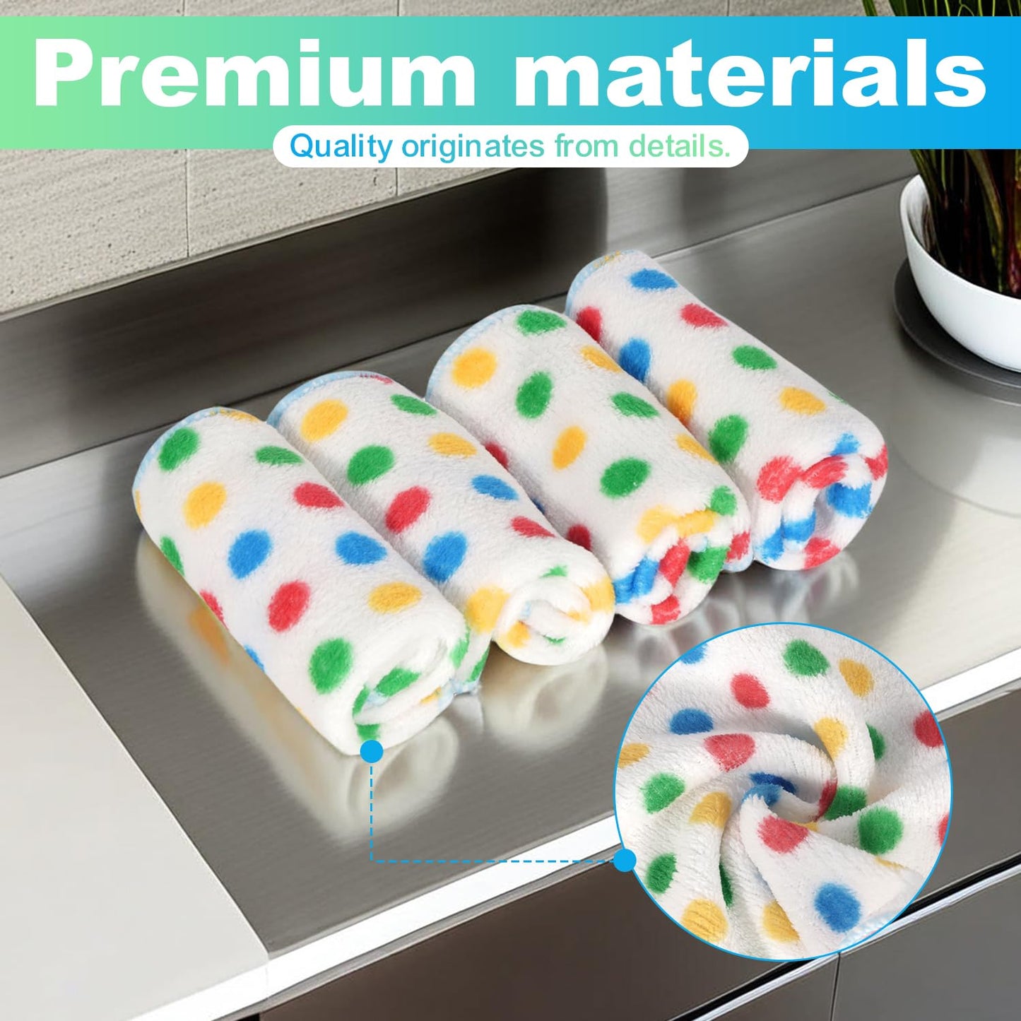 INFICRIME Microfiber Cleaning Cloth,12 Pack Cleaning Rags, Cleaning Towels with Polka dots, Absorbent, Streak Free, Non-Abrasive, Reusable