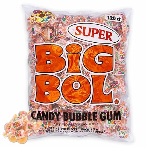 ALBERT'S Candy Super Big BOL Candy Chewing Bubble Gum, 10g Per Piece 120 ct. (1-Pack)