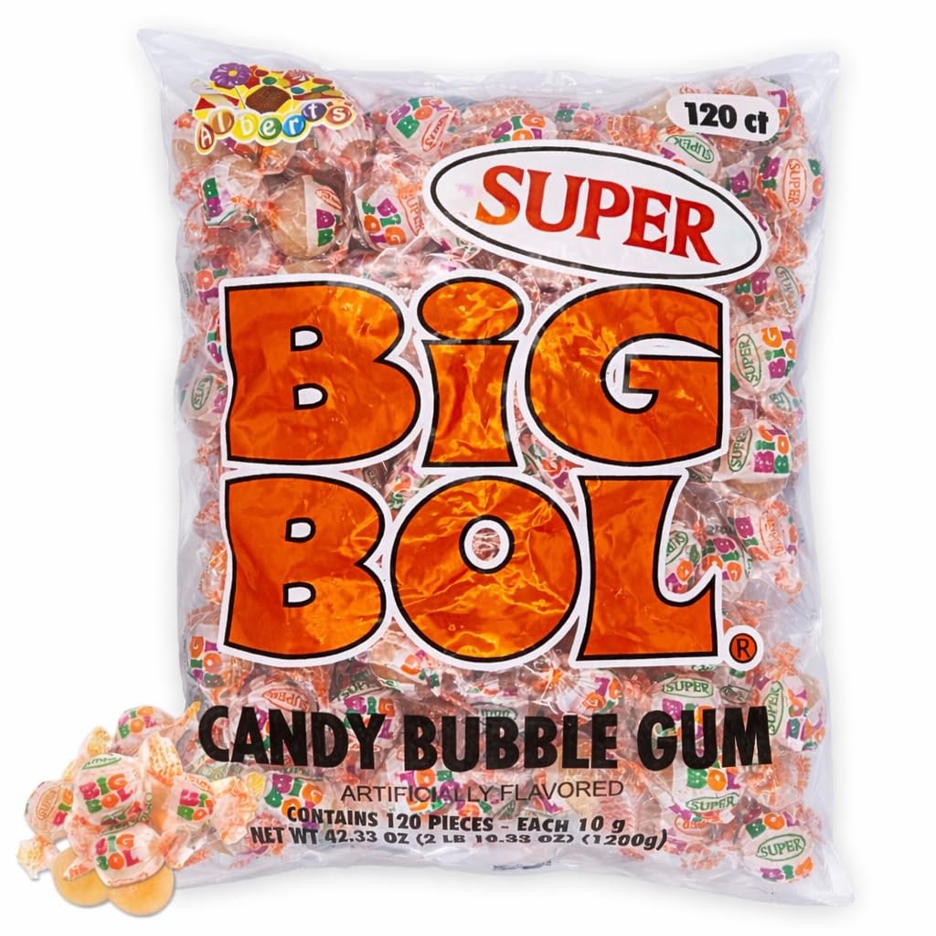 ALBERT'S Candy Super Big BOL Candy Chewing Bubble Gum, 10g Per Piece 120 ct. (1-Pack)