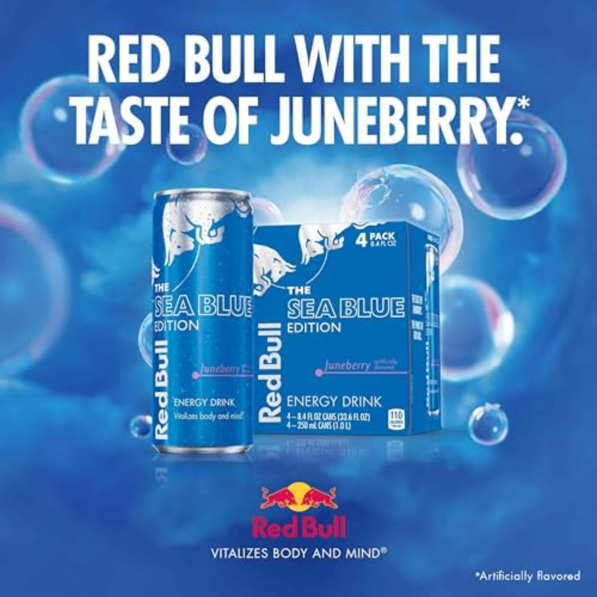 Red Bull Energy Drink, Sea Blue Edition, Juneberry | 114mg Caffeine | Taurine & B Vitamins | 12 Fl Oz | 12 Cans