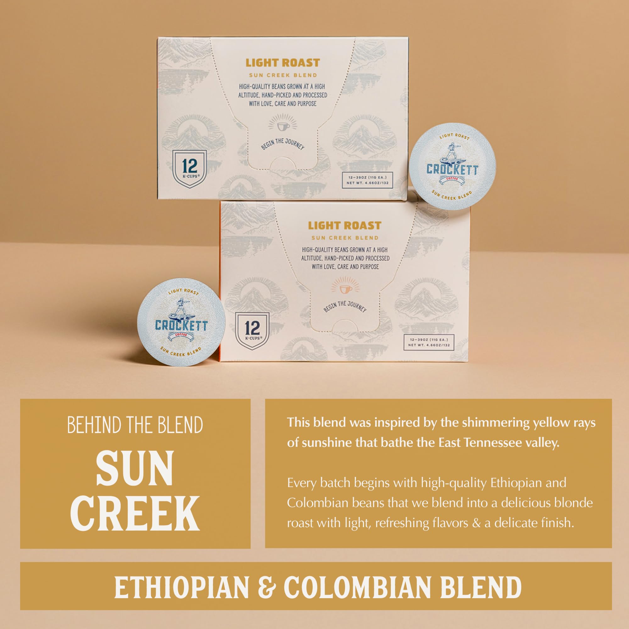 Crockett K Cups Coffee - Smooth Light Roast Coffee Pods with Bright Flavor, Clean Finish & Subtle Citrus Notes - Convenient Single Serve for Daily