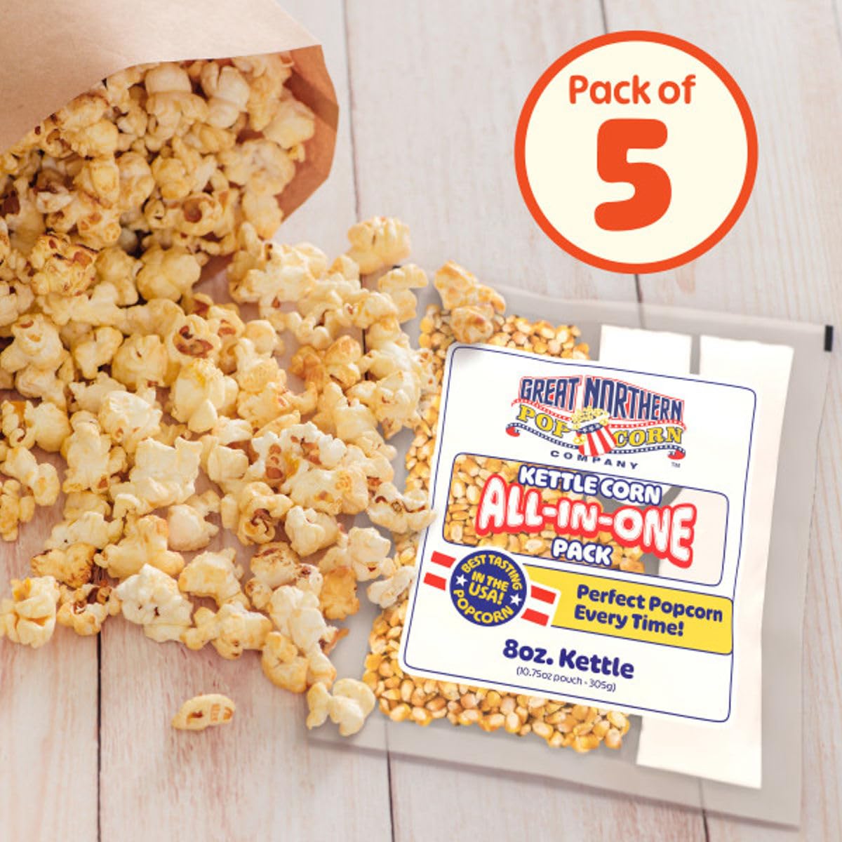 8oz Kettle Corn Machine Popcorn Packets - 5-Pack Pre-Measured