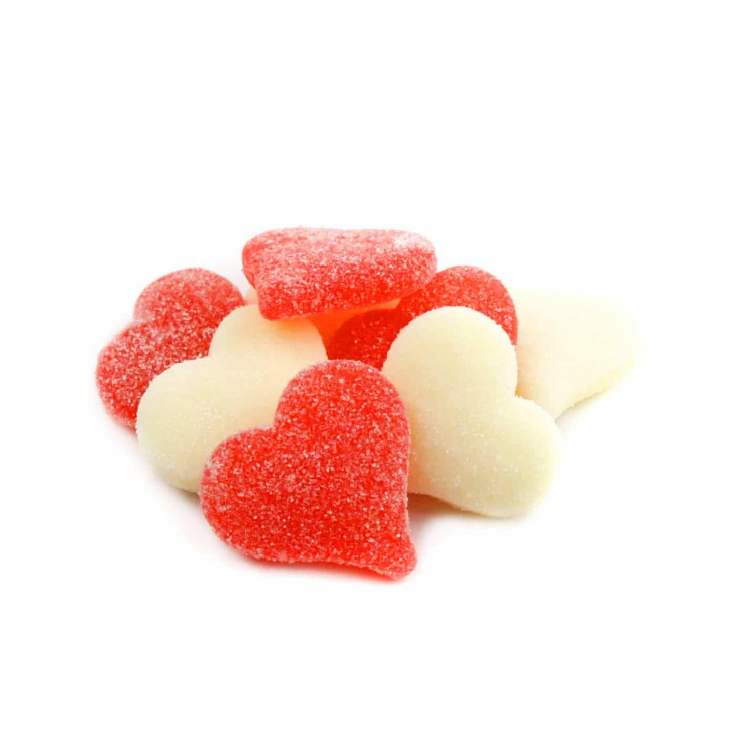 Sugar Dusted Sweet Cherry Candy Hearts - Red and White Jelly Hearts - Cherry and Strawberry Banana Fun Shape Vibrant Gummy Valentine Heart Candy