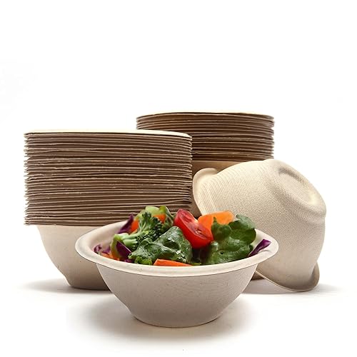 Homeyful Disposable Paper Bowls - 100pack 8oz Compostable Paper Bowls- For Condiments, Ice Cream, Chili, Dessert and Chip Dips- Made of Natural