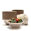 Homeyful Disposable Paper Bowls - 100pack 8oz Compostable Paper Bowls- For Condiments, Ice Cream, Chili, Dessert and Chip Dips- Made of Natural