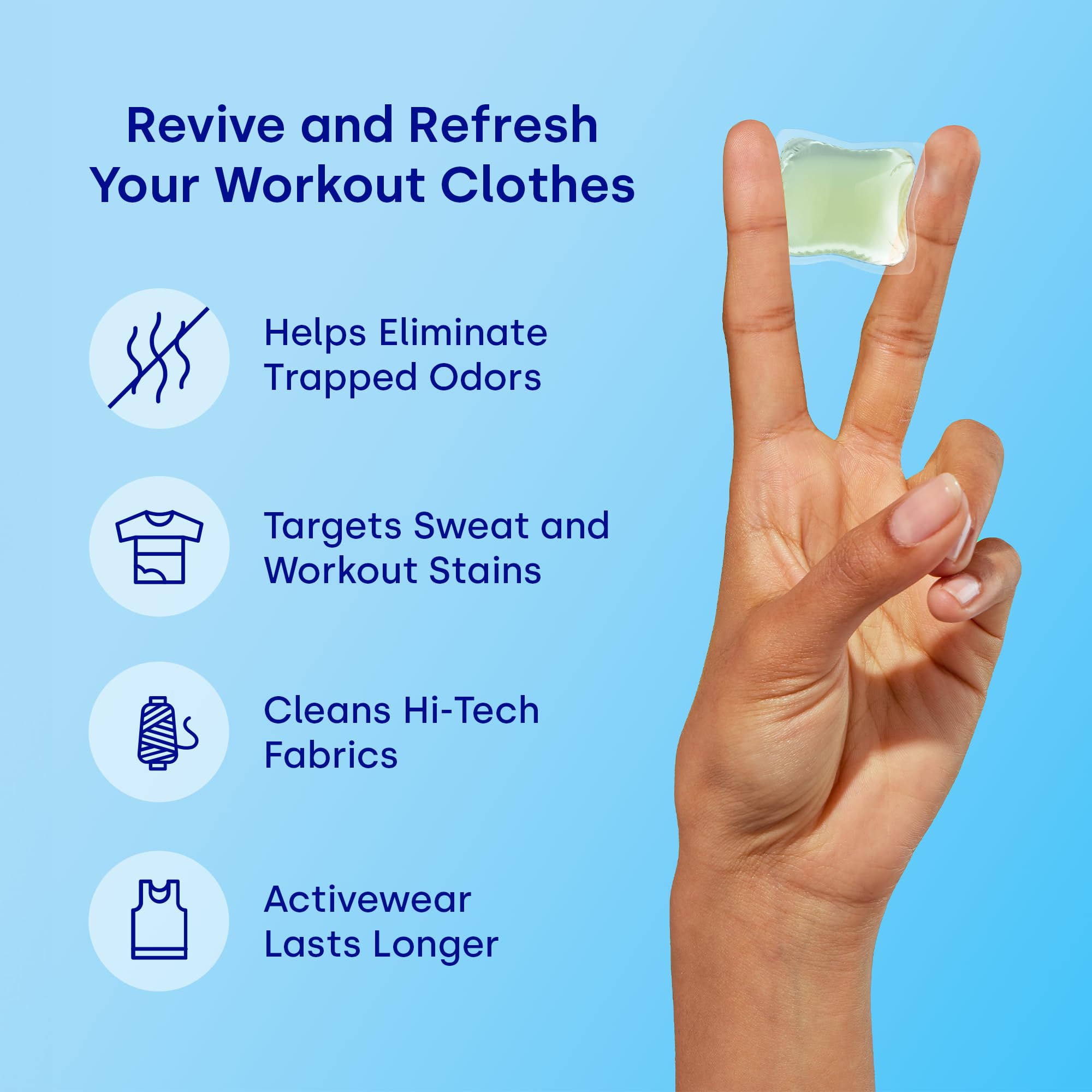 Dropps Activewear Laundry Detergent Pods, Crisp Breeze (64 Count) - Powerful Laundry Pods | Fights Sweat & Body Odors | For Synthetic Workout Clothes