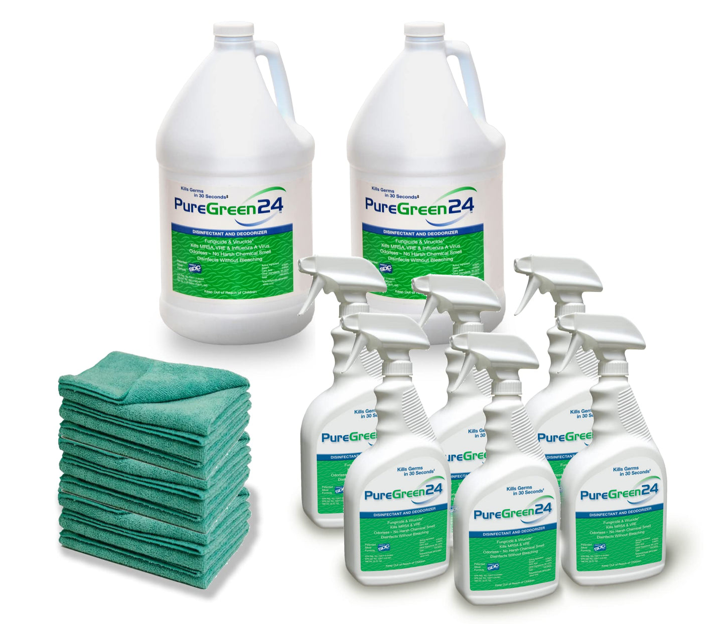 PureGreen24 Institutional pack Safe & Effective Disinfectant. Kills Deadly Germs including RSV Norovirus MRSA Staph Infuenza A Contains no toxic